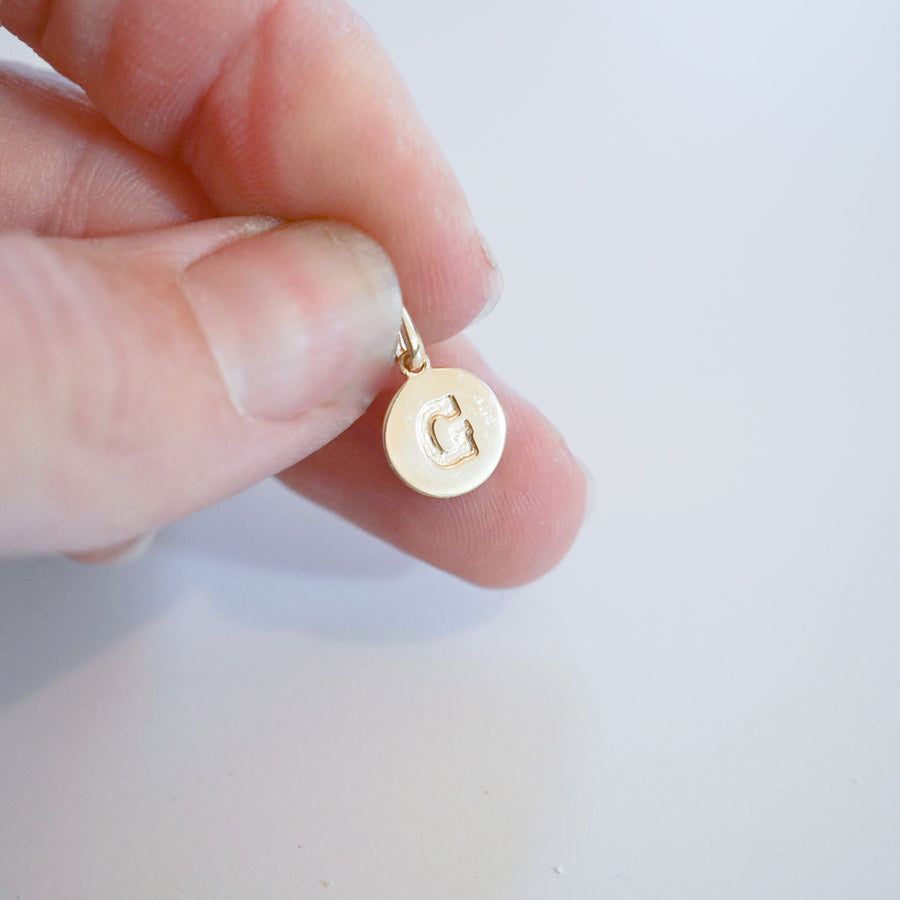 14kt Initial Disk Charm